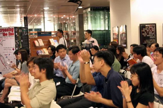 Audience clapping at the Love Clinic book launch at Orchard Library